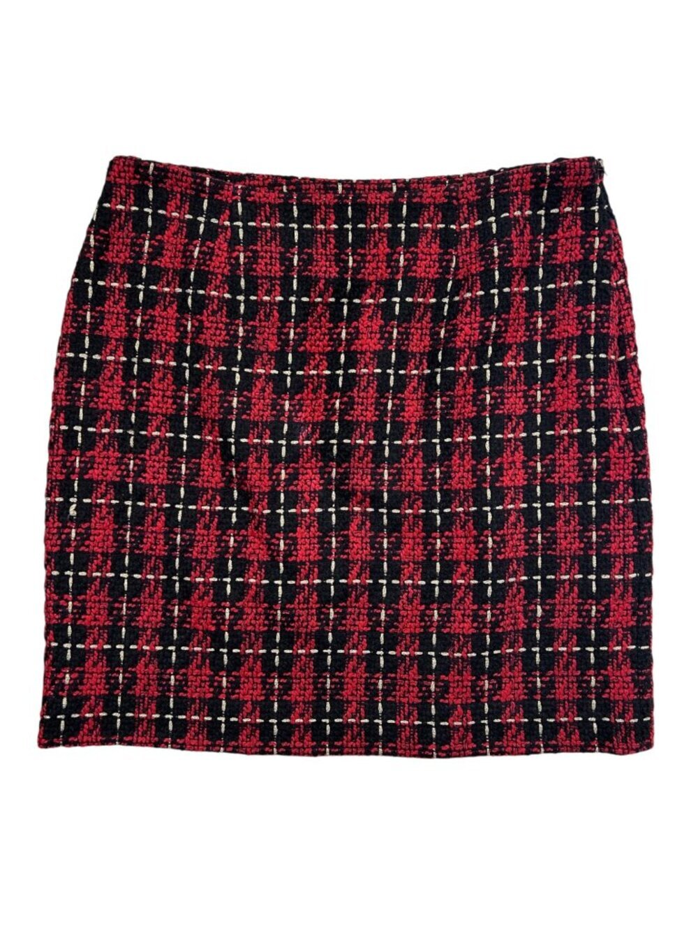 Boston Proper 12 Tweed Plaid Checkered Mini Skirt Academia Coquette Office Work